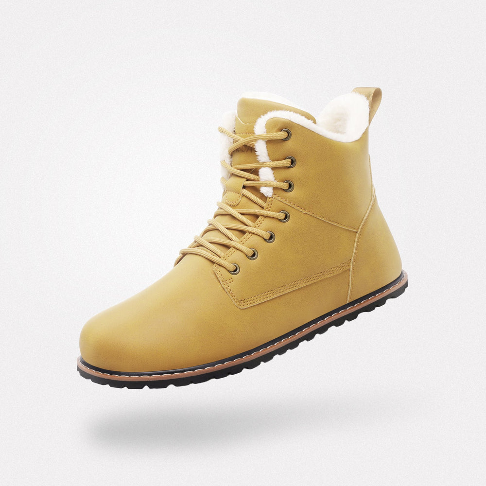 Bottines barefoot d’hiver Rover I pour femme en jaune avec doublure en peluche douce