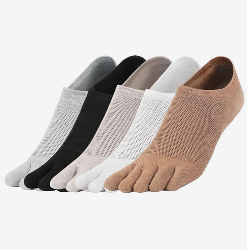 Lot de 5 paires chaussettes barefoot multicolores - Courtes avec orteils individuels