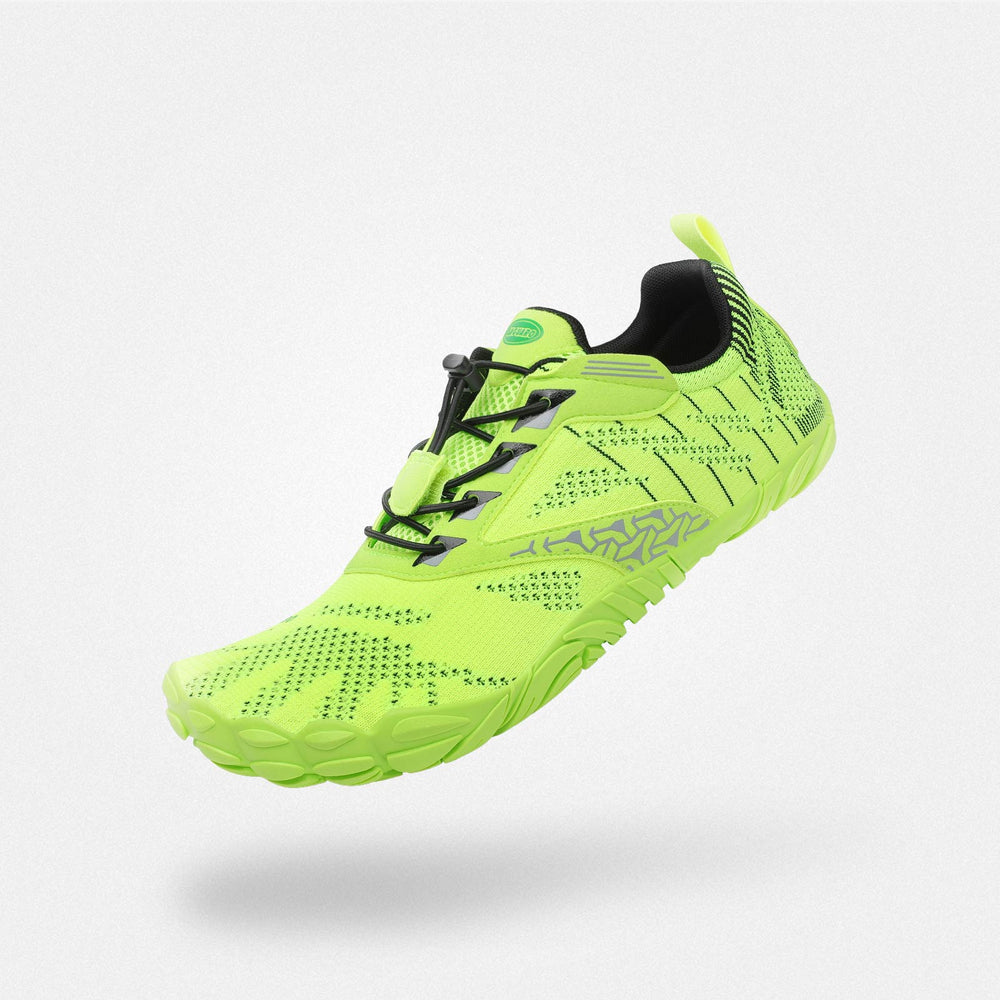 Chaussures sport Free I vert fluo pour homme et femme - Semelle mince 4mm, visibilité accrue en extérieur