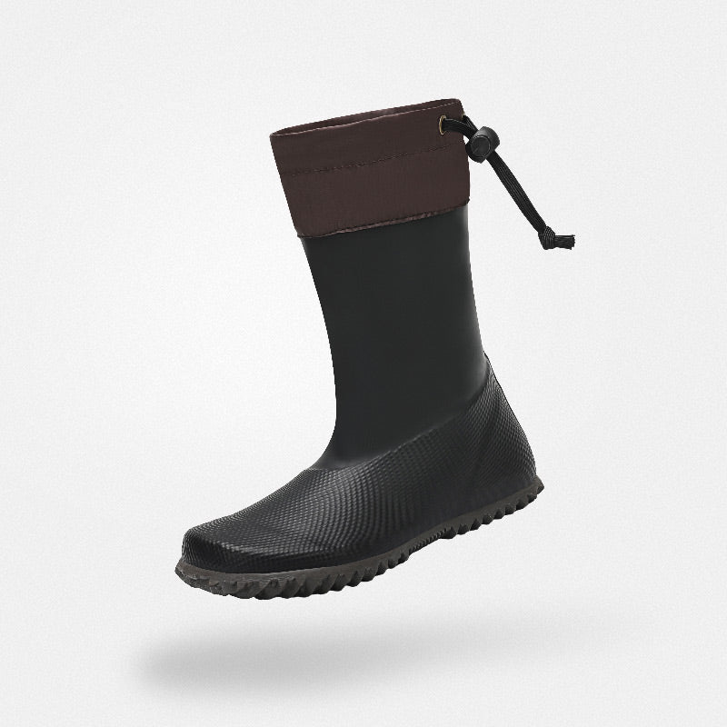 Bottes de pluie barefoot enfant Brisk I noires pour garçon - Imperméables avec sensation pieds nus, idéal école et jeux