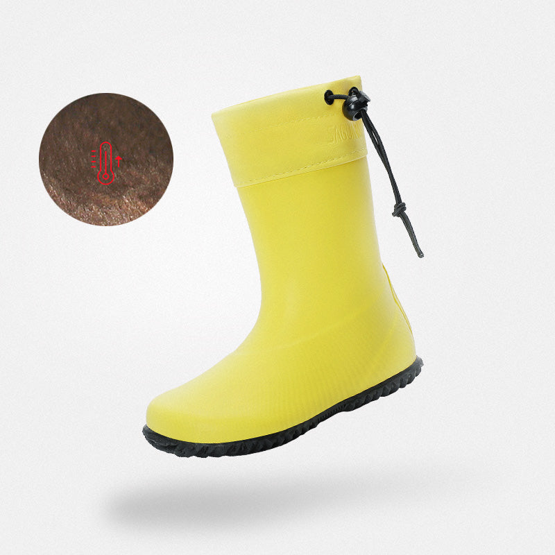 Bottes jardinage hiver enfant Brisk I jaune pour garçon - Semelle crampons antidérapante, confort barefoot même sous 0°C