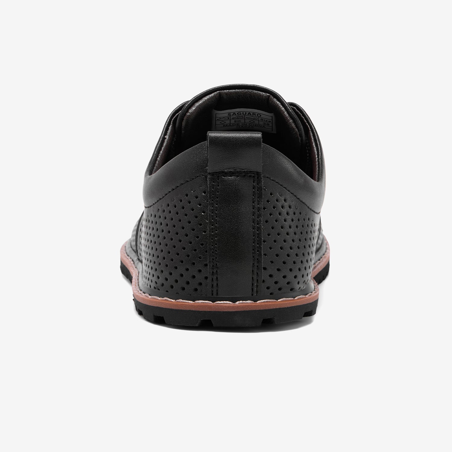 semelle flexible zéro drop sur des chaussures barefoot en cuir perforé