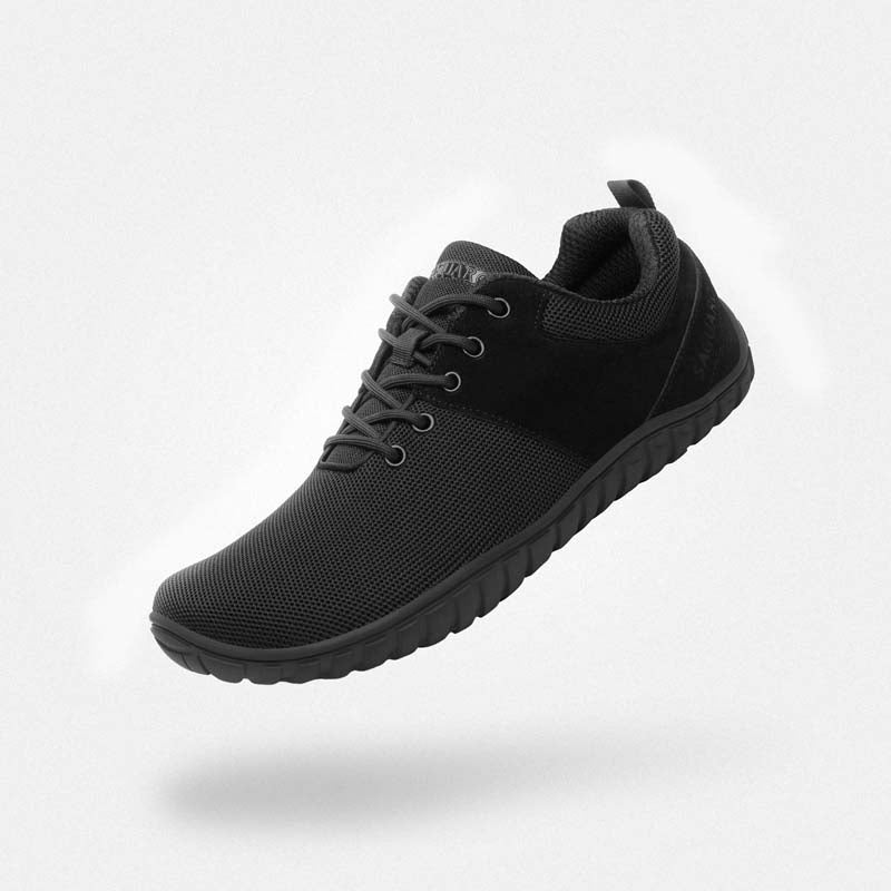 Baskets intemporelles barefoot Wish I noires pour homme et femme - Polyvalence bureau/soirée semelle flexible