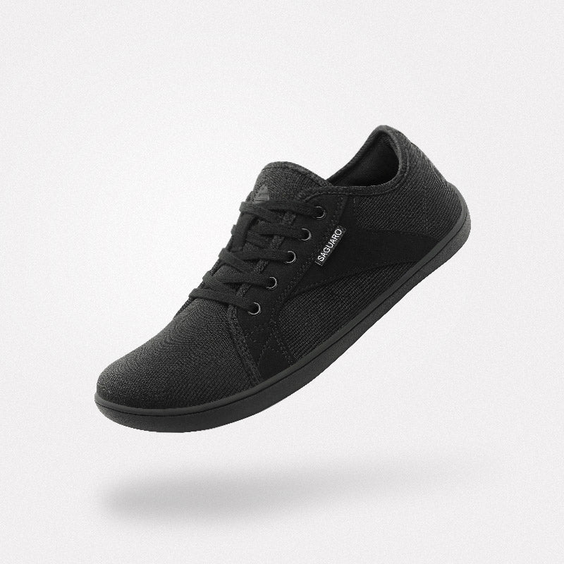 Baskets barefoot Luck I noires pour homme et femme - Polyvalentes bureau et weekend, semelle 4mm confortable