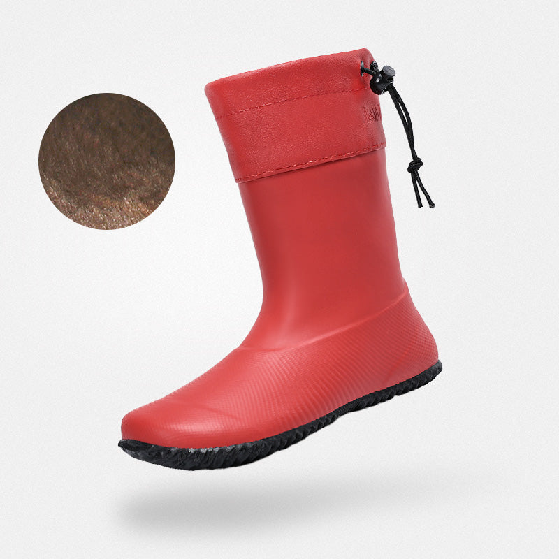 Bottes jardinage hiver Brisk I rouge - Doublure chaude barefoot pour travaux extérieurs en froid