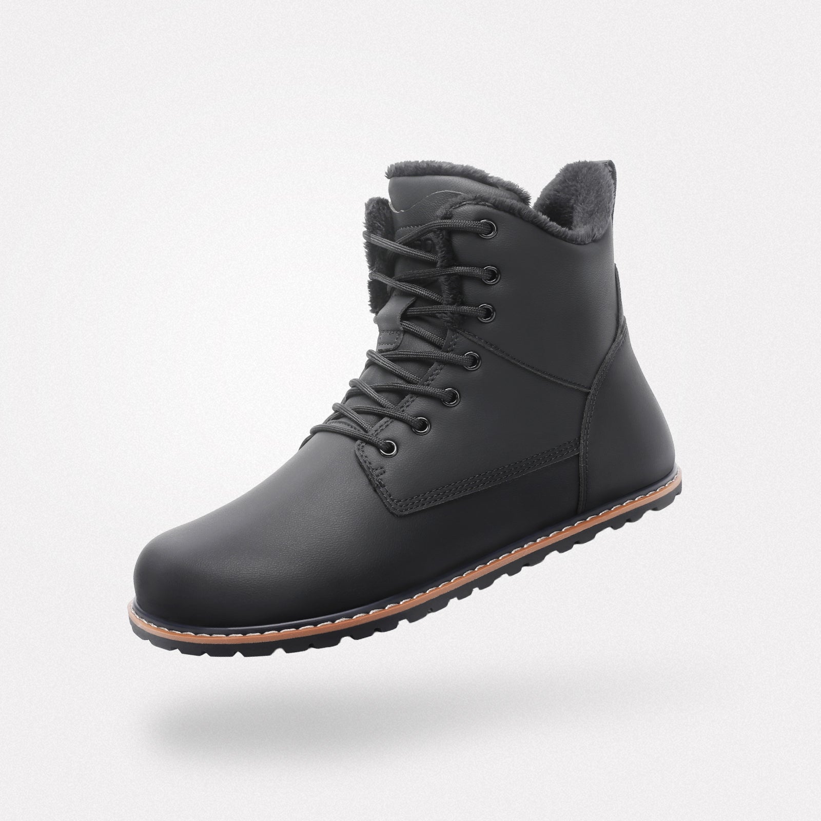 Bottines barefoot d’hiver Rover I noires avec laçage classique