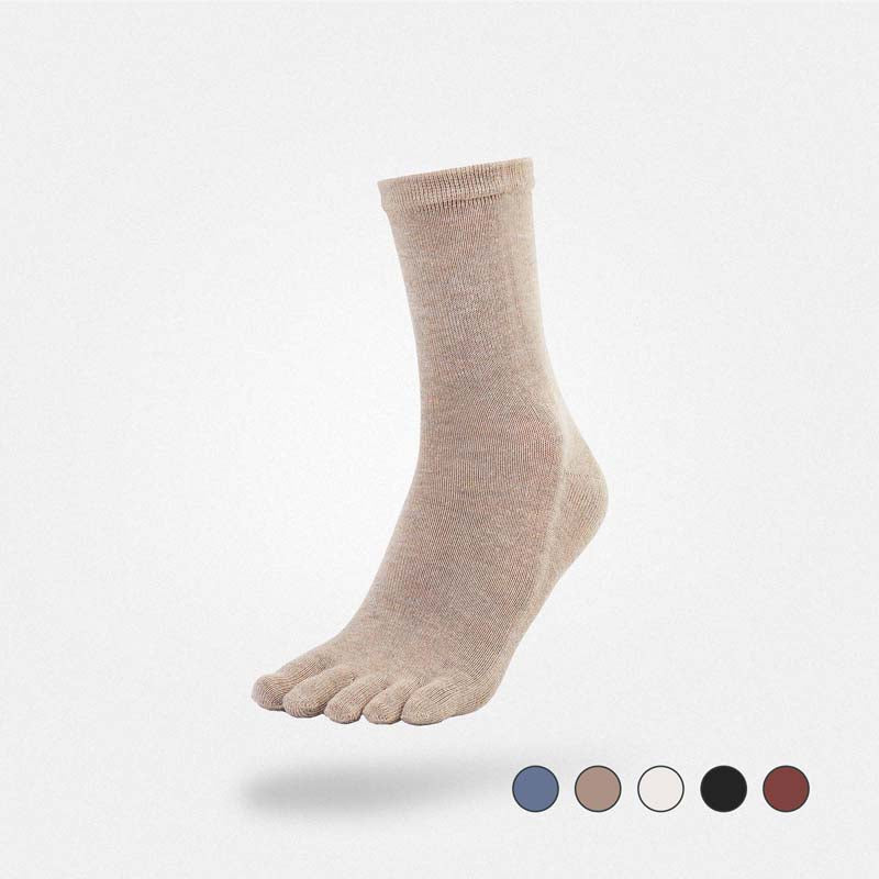Pack 5 paires chaussettes barefoot mi-mollet - Lot familial blanc/noir/gris
